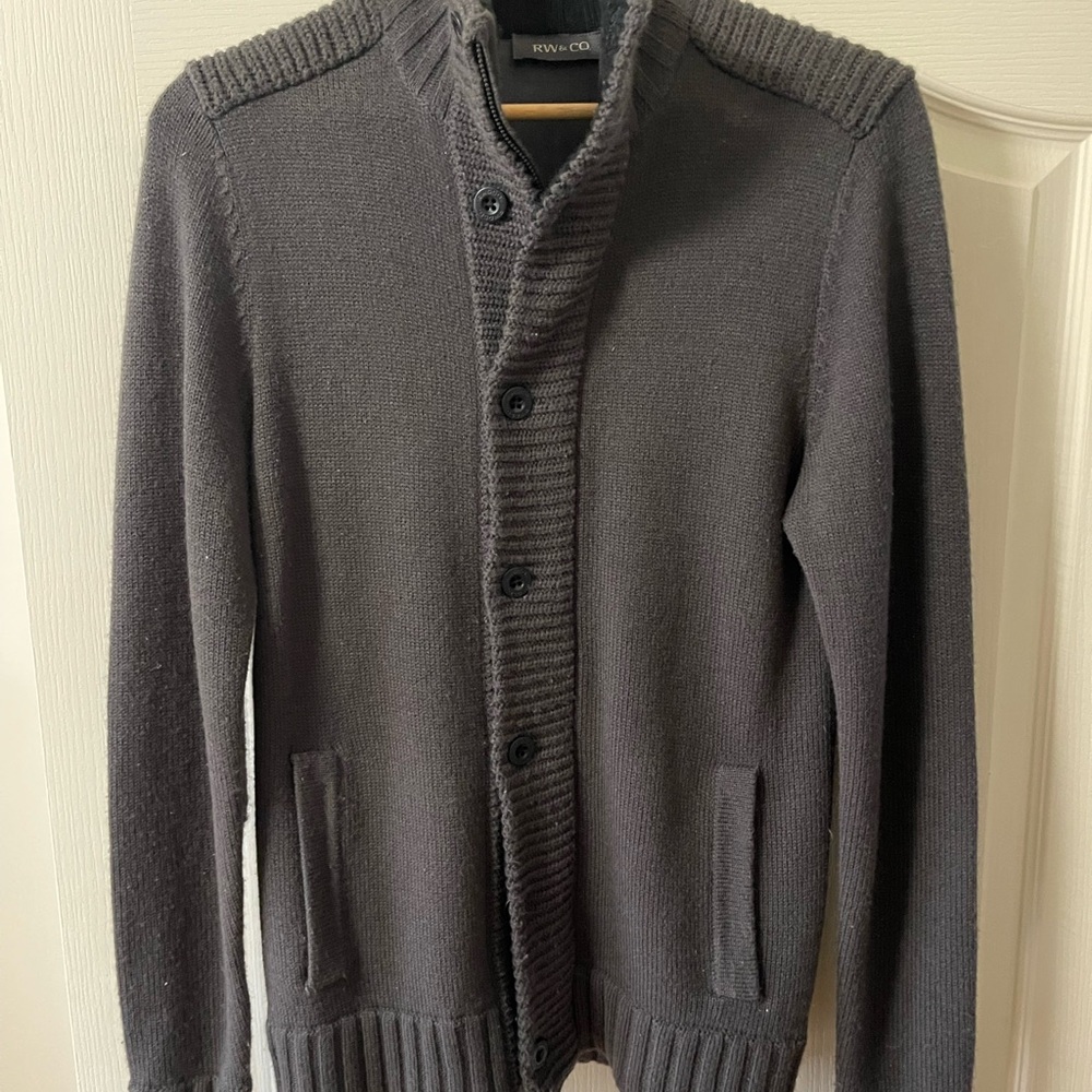 RW&CO. Men's Charcoal Cardigan Sweater